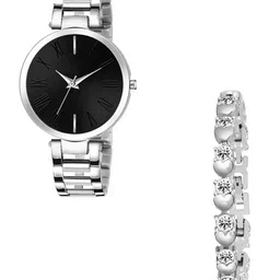 Gopal Shopcart Unisex Analogue Watch Black Dial titan Silver Bracelet-picture-2