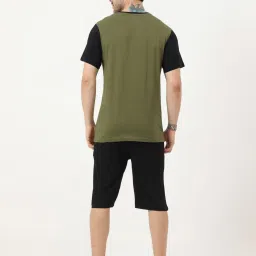 Masculino Latino Green & Black Regular Fit Printed Nightwear Set image 2