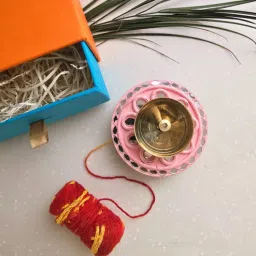 Homearte Pink Mdf Brass Diya with Box Traditional Decorative Diya-image-8