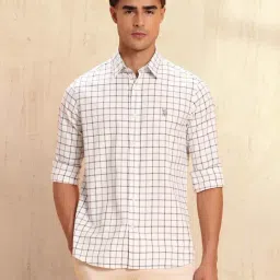 U.S. Polo Assn. Brown Cotton Regular Fit Checks Shirt-picture-19