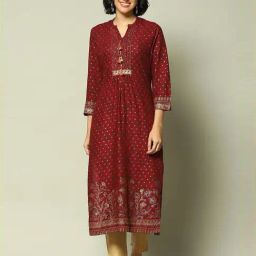 Rangriti Red Regular Fit Printed Kurta-picture-36