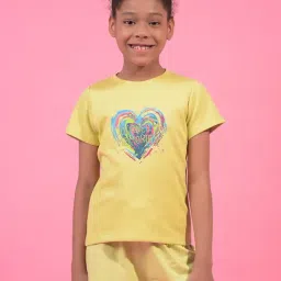 Crimsoune Club Girls Yellow Regular Fit Embroidered T-Shirt-image-40