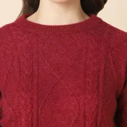 Allen Solly Maroon Cotton Quilted Sweater image 5