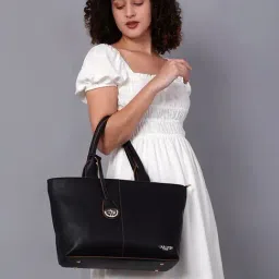 Carlton London Black Solid Large Tote Handbag-image-15