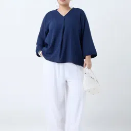 Gia by Westside Navy Solid Blouse image 3
