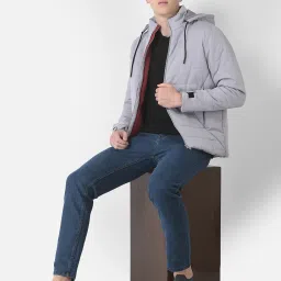 Crimsoune Club Light Grey Regular Fit Hooded Jacket image 5