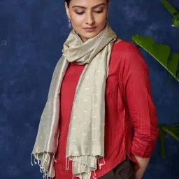 Fabindia Beige Woven Pattern Stole image 2