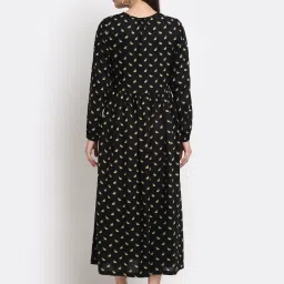 BRINNS Black Floral Print Midi A Line Dress image 2