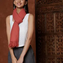Fabindia Peach Woven Pattern Muffler image 2