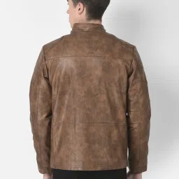 Crimsoune Club Brown Regular Fit Biker Jacket image 2