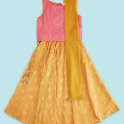 Akkriti by Pantaloons Kids Pink & Yellow Printed Lehenga Cholis-image-14