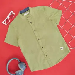Pantaloons Junior Arcadian Green Cotton Logo Shirt-picture-48