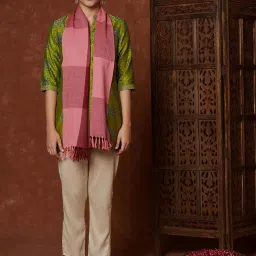 Fabindia Brown & Pink Woven Pattern Muffler image 1