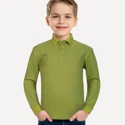 Gini & Jony Kids Green Cotton Regular Fit Full Sleeves Polo T-Shirt image 3