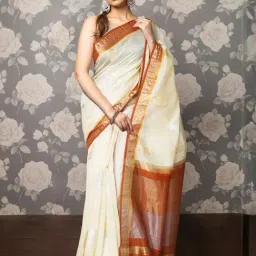 Unnati Silks Off White Printed Saree-image-6