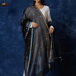 Fabindia Black Woven Pattern Dupatta image 3