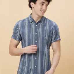 Being Human Blue Slim Fit Striped Shirts-image-74