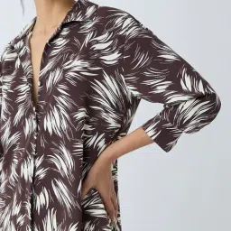 Wardrobe by Westside Dark Brown Abstract Design Shirt image 4