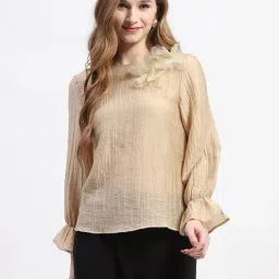 MADAME Beige Regular Fit Top-image-78