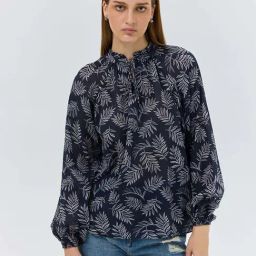 Cover Story Navy Regular Fit Printed Top-picture-29