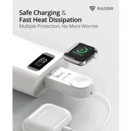 RAEGR Arc 450 Portable Apple Watch Wireless Charger with Apple Cable for AirPods & iPhones- (White) image 3