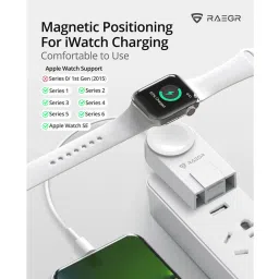 RAEGR Arc 450 Portable Apple Watch Wireless Charger with Apple Cable for AirPods & iPhones- (White) image 4