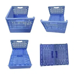 SINGHAL 10 Kg Capacity Blue Portable Foldable Crate/Collapsible Basket for Storage image 3