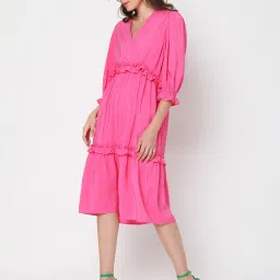 Vero Moda Pink Midi A Line Dress image 3