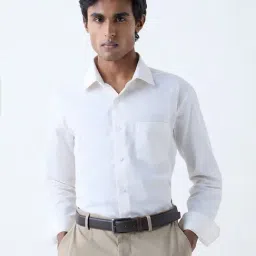 WES Formals by Westside Light Yellow Striped Relaxed-Fit Cotton Shirt-picture-11
