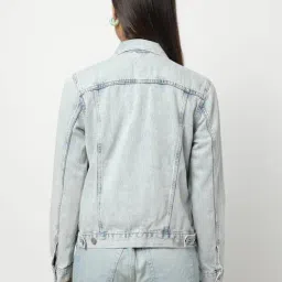 GAP Light Blue Relaxed Fit Solid Denim Jacket image 2