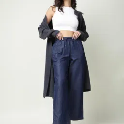 RAREISM Blue Tencel Solid Trousers image 3