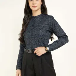 Hancock Black Cotton Regular Fit Printed Top-image-71