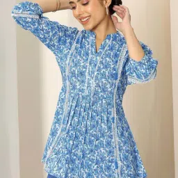 Libas Blue Regular Fit Floral Print Kurti image 4