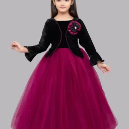 Pink Chick Kids Black & Pink Solid  Full Sleeves Gown image 1