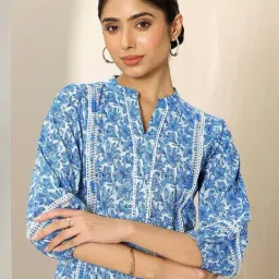 Libas Blue Regular Fit Floral Print Kurti image 5