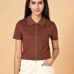 People by Pantaloons Brown Plain Top-picture-36