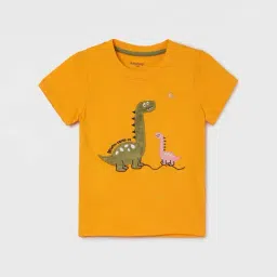 Juniors by Lifestyle Mustard Cotton Embroidered T-Shirt-picture-12