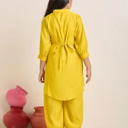 Zip Zap Zoop Girls Yellow Embroidered Kurta with Palazzo Set image 2