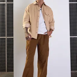 MASCLN SASSAFRAS Men Comfort Loose Fit Cotton Cargo Trouser image 5