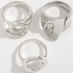 Jewels Galaxy Set Of 3 Silver-Plated Finger Rings image 2