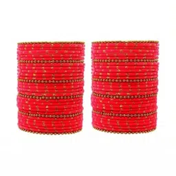 Qufrozy Set Of 40 Rose Glass Artificial Stones & Beads Bangle-picture-35