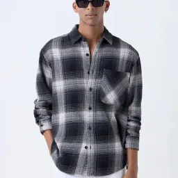 nuon men Nuon by Westside Black Checks Printed Relaxed-Fit Cotton Shirt-picture-15