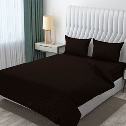 MOGNE FAB Brown & Grey Striped 210 TC King Bedsheet Set 2.28 m x 2.54 m-picture-7
