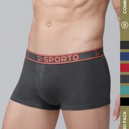 MACHO Pack Of 6 Soild Combed Cotton Outer Elastic Short Trunks-picture-25