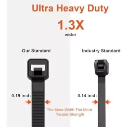 SCHOFIC Heavy Duty Cable Zip Ties Halogen-Free Nylon (Polyamide) Black 4.8x368 mm, (Pack of 50) image 5