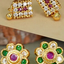 DIVASTRI Gold-Plated Diamond Studs Earrings-picture-40