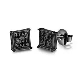 tarsus Hypoallergenic Black Square Men Earrings Studs Stainless Steel Earrings for Sensitive Ears Nickel Free Jewelry Diamond Unisex Hip Hop Studs image 1