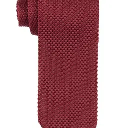 the tie hub Solid Burgundy Knitted Necktie For Men image 1