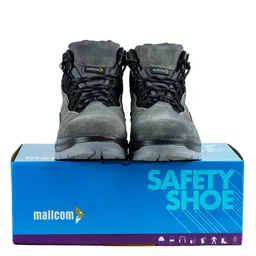 mallcom Manx Safety Shoes for Men, Suede Grey Leather, High Ankle Safety Boot with Steel Toe, Injected Double Density PU Sole, Light Weight, Comfort and Slip Resistance, Size- 4UK-12UK image 5