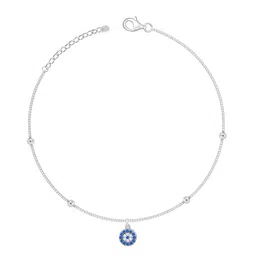 giva 925 Silver Evil Eye Charm Anklet,Single | Gifts for Women and Girls | With Certificate of Authenticity and 925 Stamp | 6 Months Warranty image 1